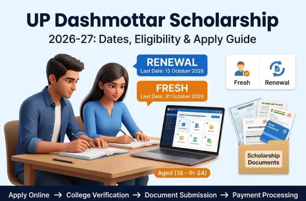 UP Dashmottar Scholarship 2026-27: Last Date, Fresh vs Renewal और Apply करने का पूरा तरीका 1 UP Dashmottar Scholarship
